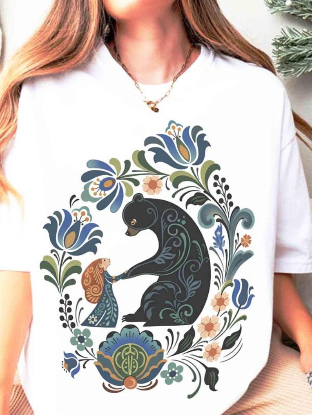 Retro Pixar Brave Floral Shirt, Merida Princess And Elinor Queen Bear Tee
